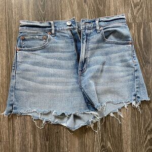 American Eagle Outfitters Blue Jean Shorts Distressed Frayed Hem